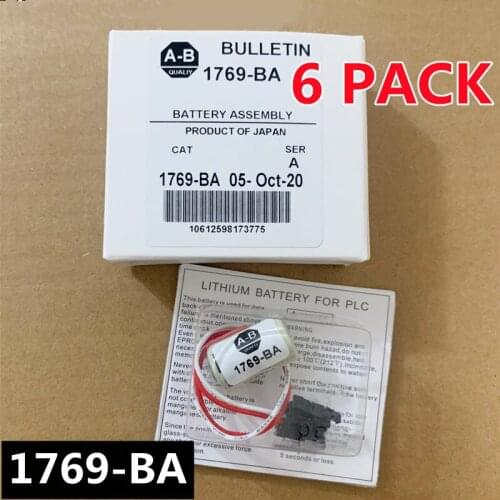6PACK New Original A-B 1769-BA 1769BA PLC Controller 3V Lithium Battery Batteries With Plugs CR14250