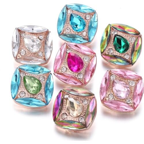 6cs/lot New 18mm Snaps Jewelry Rhinestone Crystal Flower Metal Snap Buttons DIY Ginger Charms Fit Snap Button Jewelry Bracelet