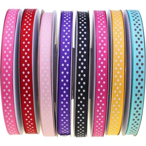8 colors x 25yards/color , 9mm width Dots Printed grosgrain Ribbon Dotty spot Ribbons gift hair Accessories GH223