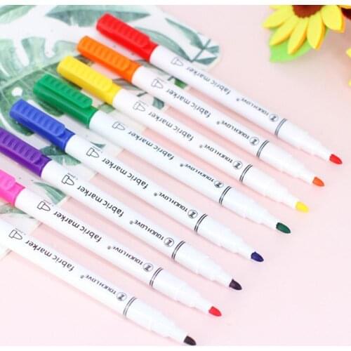 8pcs/set Clothes Textile Markers Textile Paint Graffiti Marker Writing Liner Pen Diy Colorful Pen Painting T-shirt For Clot I8Q7