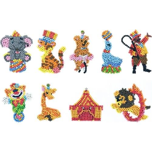 9Pcs Mini Circus Troupe DIY Diamond Painting Stickers For Kids Diamond Embroidery Cross Stitch Craft Cup Phone Book Decor