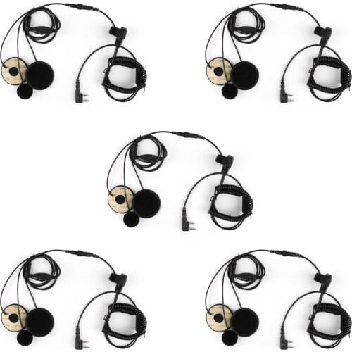 Artudatech 5Pcs 2 Pin Motorcycle Helmet Headset Adjustable Volume PTT For Kenwood TK3107 Radio