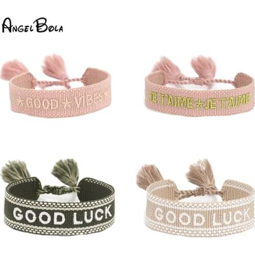 Fashion Ethnic Retro Embroidery Braided Bracelet Handmade Adjustable Braided Rope Letter Bracelet Unisex Boho Jewelry Gift