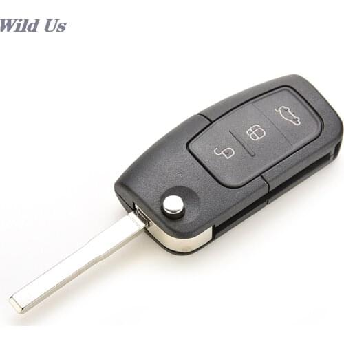 Black Cambered Flip Keyless Entry Remote Key Shell Case Replacement for Car Focus Fiesta Mondeo Case Replace
