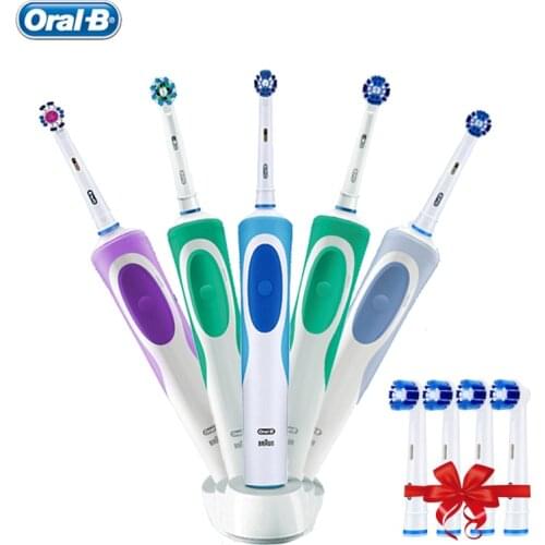 OralB Electric Toothbrush D12 Vitality Rotate Adult Rechargeable Tooth Brush Precise Teeth Clean 4 Gift Replecement Brush Heads