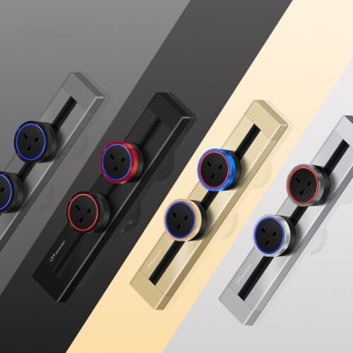 KXN Electric UK Standard Surface Extension Sockets Power Track Kitchen Wall Outlets with LED Light Adapter Plugs