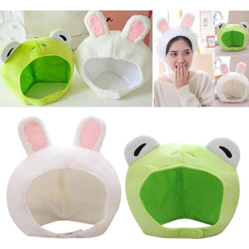 Plush Animal Hat Cap Headwear Funny Novelty Plush Hat Photo Props Accessories for Birthday, Party Favors - Bunny Ear/Frog