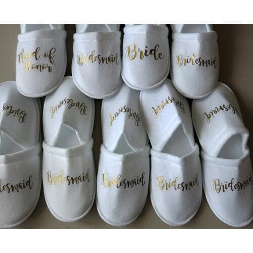 Personalized title wedding bridesmaid bride spa slippers Matron of honor hen night Bachelorette party favors gifts