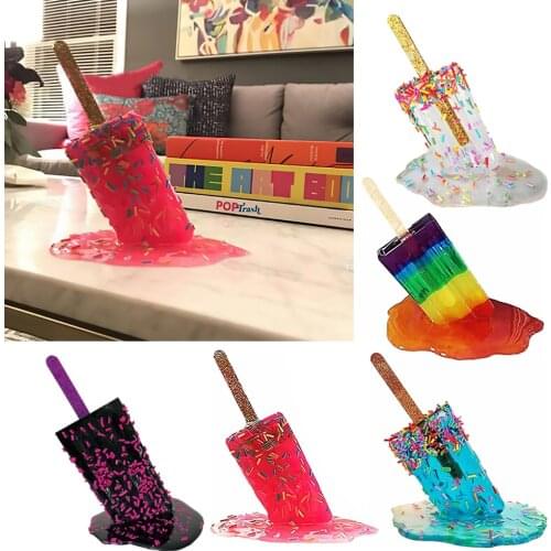 Tricking Tool Melting Popsicle Sculpture Ice Pop Statue Decoration Miniature Resin Craft Used for Joking Ice Cream Garden Decor