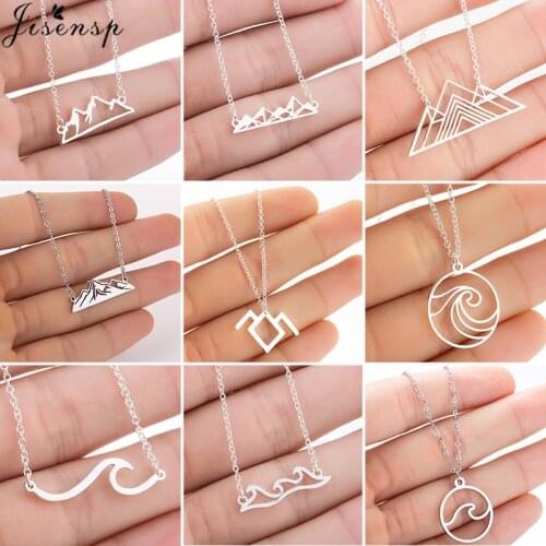 Jisensp Fashion Mountain Sea Pendant Necklace Creative Peak Shape Necklace Choker Accessories Elegant Womens Party Jewelry Gift