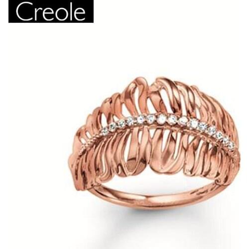 Rings Rose Feather 925 Sterling Silver Romantic Gift For Women, Europe Style Jewelry Eternity Rings Fashion Jewelry Wholesale