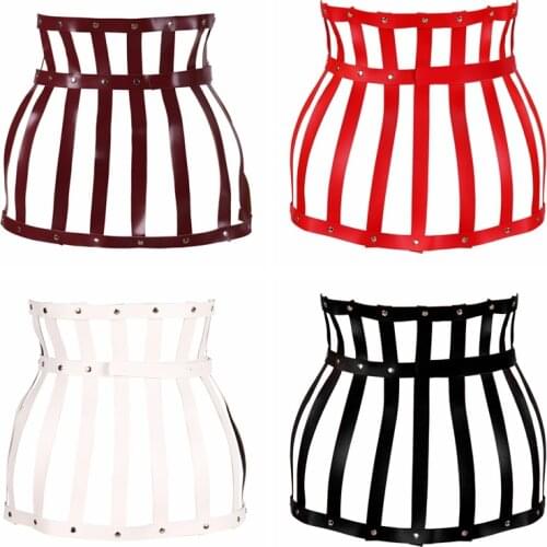 Steampunk Skirt Leather Harness Lingerie Belt Bondage Suspender Waist Adjustable Body Caged Hollow Out Dance Rave Waistband