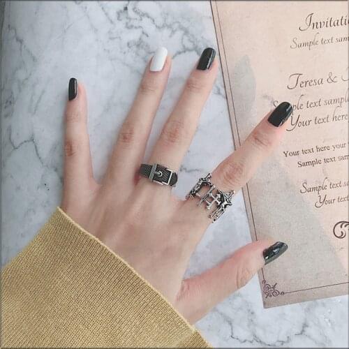 2020 New Gothic Personality Tibetan Metal Vintage Cross Geometric Irregularity Punk Adjustable Open Finger Rings for Wome