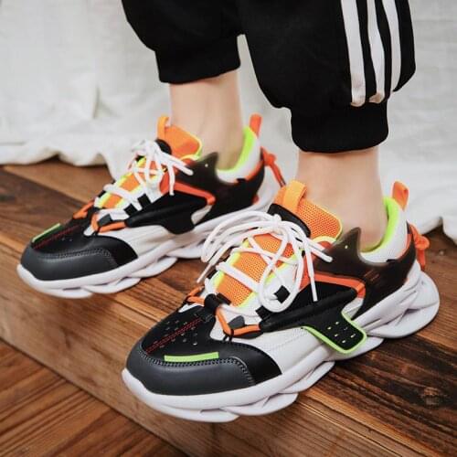 Summer Breathable Sneakers Men Running Shoes Men Sport Shoes Sports Man Shoes Black Orange Toning Trainers 2021 Sneakrs E-837