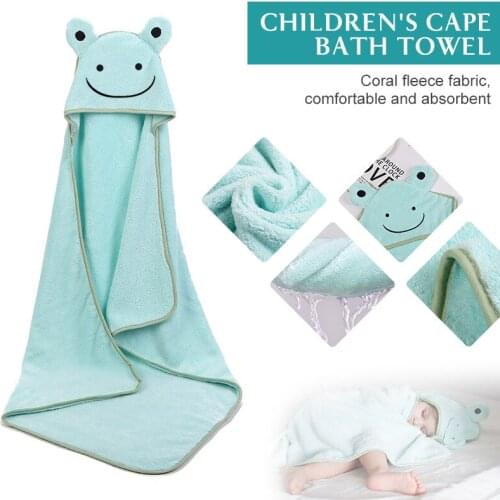 Cute Baby Bath Towel Super Absorbent Poncho Newborn Cartoon Embroidered Hooded Towel Beach Spa Quick-drying Kids Bathrobe Towel