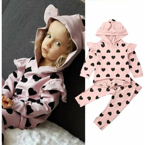 Sweet Child Toddler Baby Girls Kid Top Hooded Pullover Trousers Pants Clothes Brand New Style Children Clothes