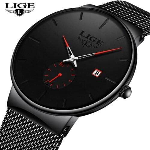 2019 New LIGE Mens Watches Casual Fashion Gift Men Watch Business Waterproof Quartz Watch Full Steel Clock Relogio Masculino+Box