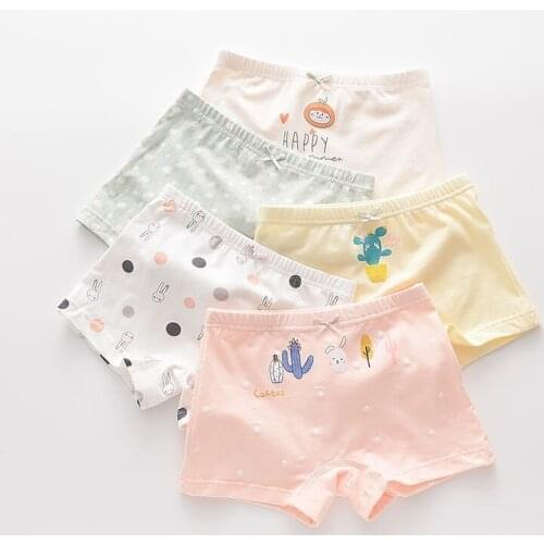 2020 new free shipping students high quality girl boxer shorts panties kids cartoon cotton children underwear 1-8year 5pcs/lot