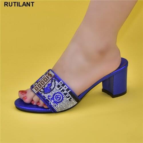 New African Wedding Women Shoe Med Heels Italian Shoes Ladies Dress Shoes Shoe for Women 2021 Fashion Women Open Toe Shoes