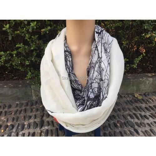 New Design Viscose Loop Scarf 80X90CM Ring Shawl Scarf Branches and Birds Pattern keep Warm and Fashion Scarf