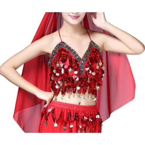 Hand made New Sexy Folded lace Coins Belly Dance Bra Top