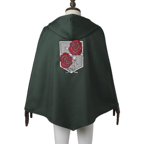Attack on Titan Garrison Corps Cape Cosplay Costume Adult Women Clothing Halloween Roses Green Cloak Accessories