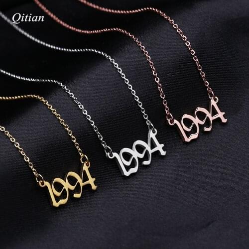Old English Year Necklace Roma Number Date Custom Necklaces & Pendants Stainless Steel Personalized Choker Jewelry
