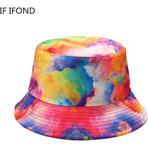 Unisex double-sided Panama Canvas Bucket Hats 3D Printed Wearable Basin Caps Boonie Tie dye Hip Hop Cap