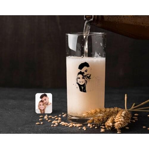 Personalized Valentine Silhouette Colorful Printed Hiball Beer Bardağı-1 Quality Affordable Gift Dear Spouse Reliable Convenient