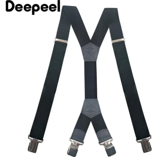 Deepeel 1pc 4*125cm Adult Mens Suspenders Wide Elastic Strap 4 Clip Decoration Pants Hanger Work Suspender Male Jockstrap SP619