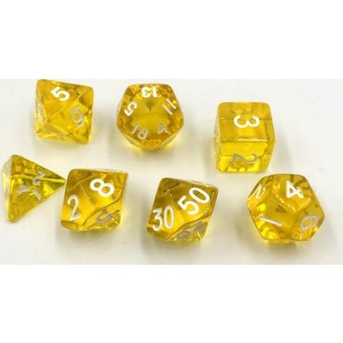 Rollooo Dice Translucent Yellow D4 D6 D8 D10 D% D12 D20 D&D Dice