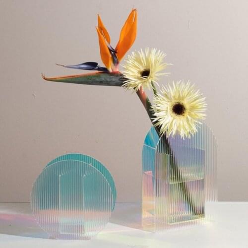 Transparent Vase Simple Acrylic Ornaments Living Room Bedroom Dried Flowers Hydroponics Decoration @ls