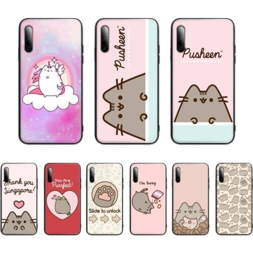 Pusheen Cat Cute Black Rubber Mobile Phone Cover Case For Huawei Y6 Y7 Y9 Prime 2019 Y9s Mate 10 20 40 Pro Lite Nova 5t