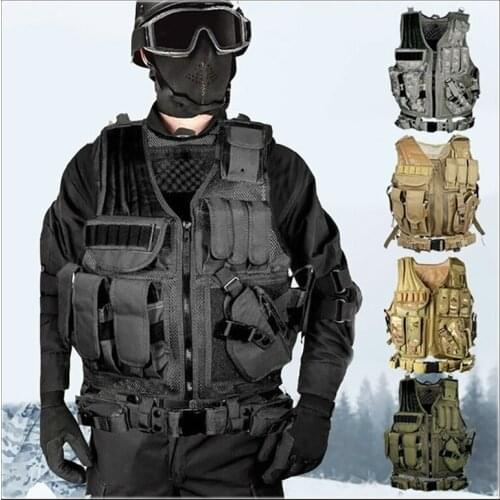 Adjustable Tactical Molle Vest Military Training CS Multi-pocket Airsoft Hunting Paintball Combat Armor Accessories Detachable