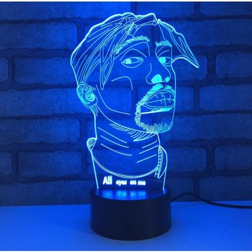 Rapper LED RGB Night Light 7 Color Change Desk Light Action Figure PVC Kids Toys Brinquedos Christmas Gift