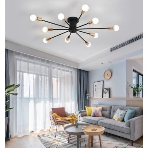 Retro Iron Chandelier Black/White 6/8/10 Sockets Lighting Vintage Spider Chandelier Modern Ceiling Lamp Light Fixture Lighting