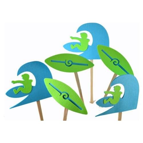 Surf Party-Beach Party-Surfboard-Surfer cupcake toppers under the sea wedding cocktail Party Food Picks