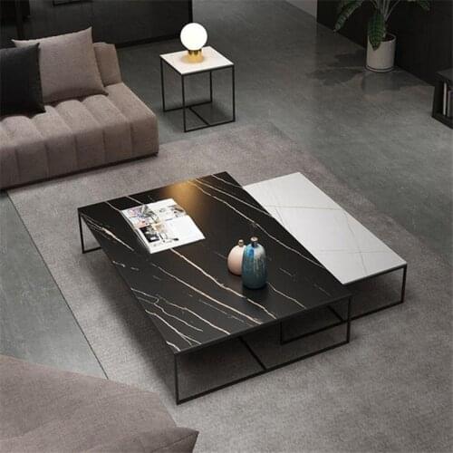 Modern rock board rectangular table coffee table for small apartment home hotel office center sofa table combination 2 set