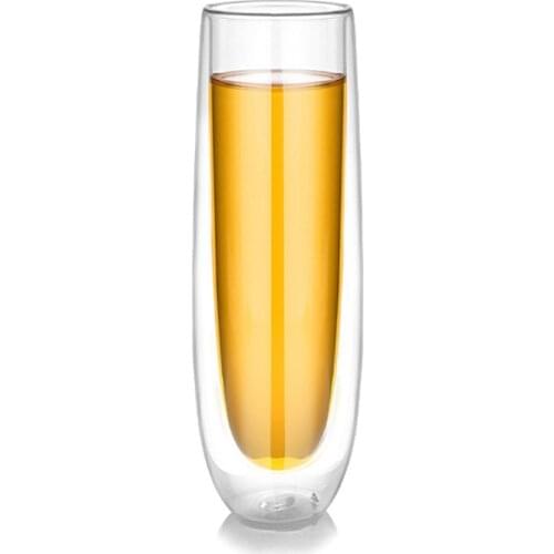 2Pcs/Lot Heat-Resistant Double-Layer Wine Glass Creative Champagne Cocktail Whiskey Mug New Transparent Water Cup Drinkware
