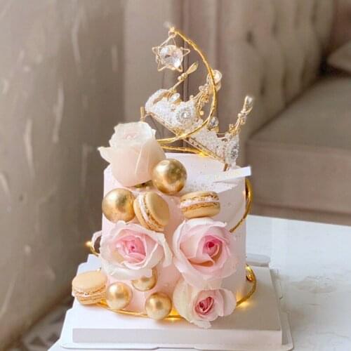 1PC Iron Art Cake Topper Gold Silver Star Happy Birthday Party New Year Decoration For Home Party Supplies Cupcake Decor