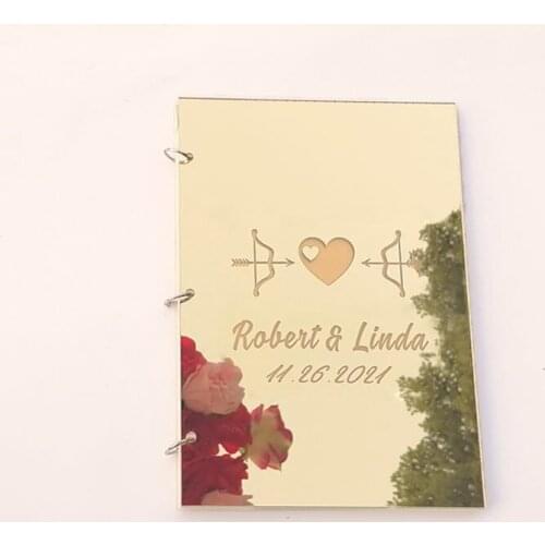 Party Wedding Banquet Anniversary Celebration Guest Sign Book A5 B5 A4 Big Size Blank Inner Page With Custom Letter and Date