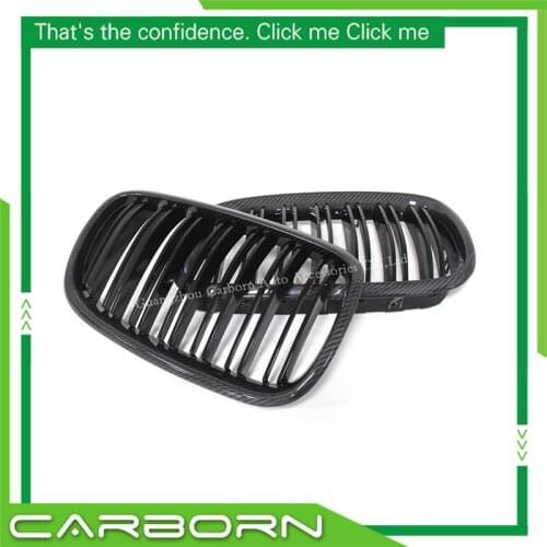 For-BMW X Series X5 E70, X6 E71 2007 2008 2009 2010 2011 2012 2013 Carbon Fiber Kidney Grille Front Grille Overlay