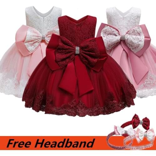 Vintage Baby Girl Dress Lace Flower 1st Birthday Party Clothes Newborn Baby Girl Christening Gown Infant Girls Princess Vestidos