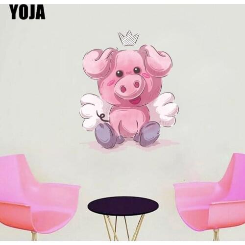 YOJA 41.3×50.6CM Cute Pink Flying Pig Home Bedroom Decor Fashion Wall Stickers Mural 8WS0367