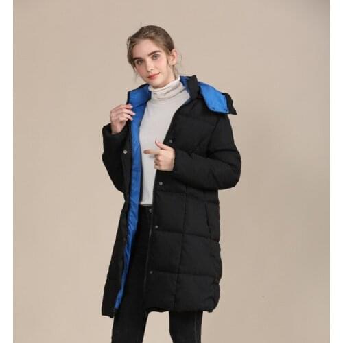 The new color matching mid-length ladies cotton-padded jacket hooded slim slimming collar coat thickening trendy winter womens