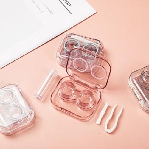 1PC New Style Transparent Tweezers Suction Stick Container Set Portable Contact Lens Box for Women Travel Contact Lenses Case