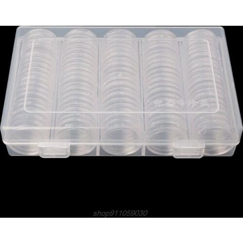 100 Coin Holder Capsules 27mm Round Box Plastic collectibles Storage Organizer M19 21 Dropship