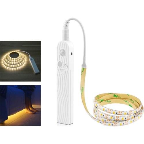 1m 2m 3m Wireless Pir Motion Sensor Led Bed Closet Night Light 5v 2835 Led Strip Aaa Battery Power Flexiable Lamp Illumination