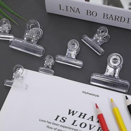 2PCS 22mm/31mm/38mm/50mm Transparent Binder Clip Mini Paper Clips Clear Paperclips Stationery Office School Binding Supplies