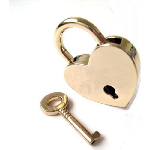 3cm x 3.9cm Gold Heart Lock Key Set for Hand Bag Clutch Backpack